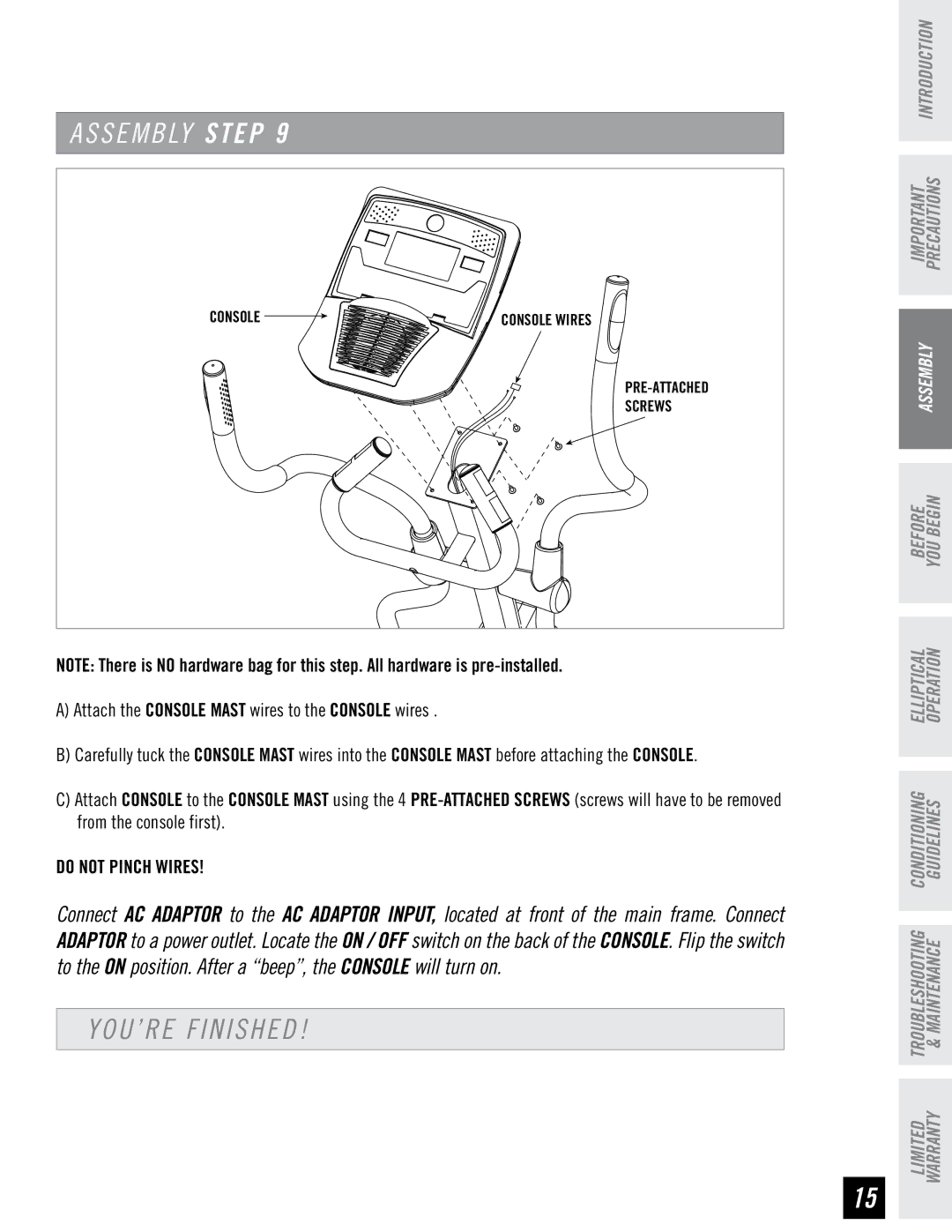 Horizon Fitness EX-66 manual YOU’RE Finished 