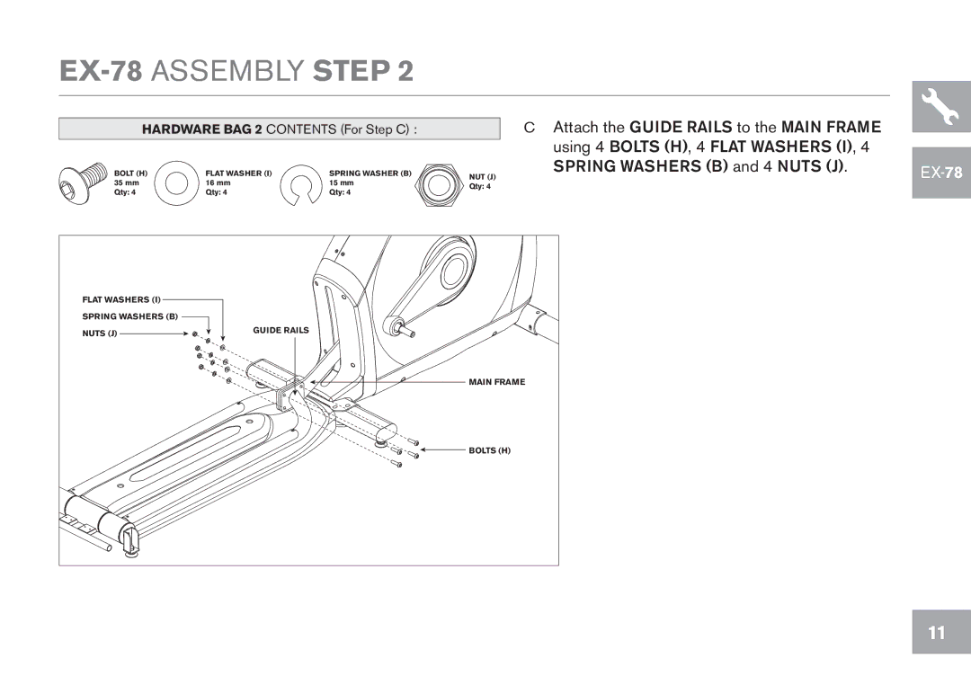 Horizon Fitness GS1050E, EX-68, EX-78, CE5.1, EX-58 owner manual Hardware BAG 2 Contents For Step C 