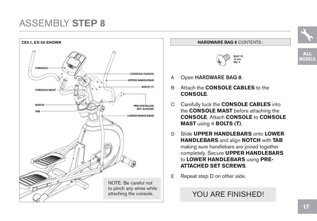 Horizon Fitness EX-78, EX-68, GS1050E, CE5.1, EX-58 owner manual YOU are Finished 