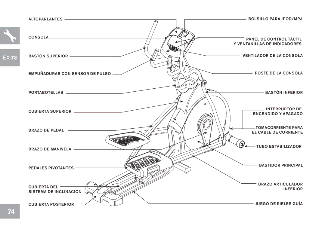 Horizon Fitness EX-58, EX-68, GS1050E, EX-78, CE5.1 owner manual Altoparlantes 