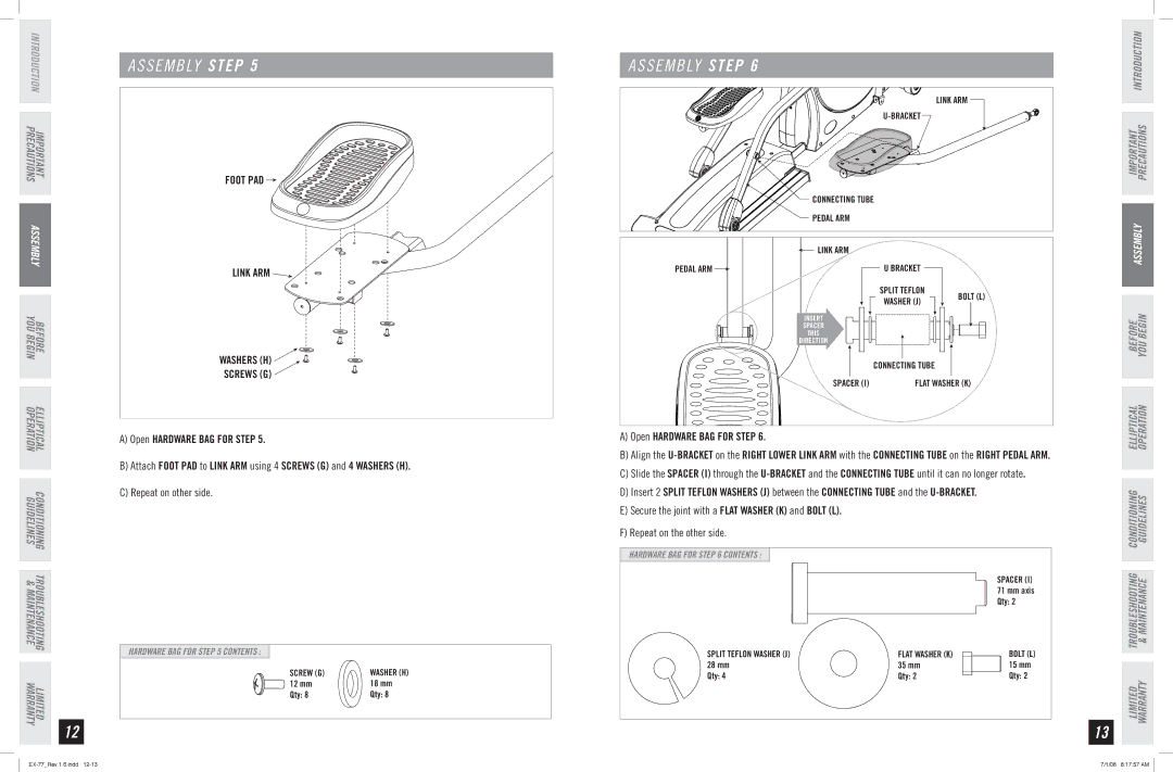 Horizon Fitness EX-77 manual Link ARM 