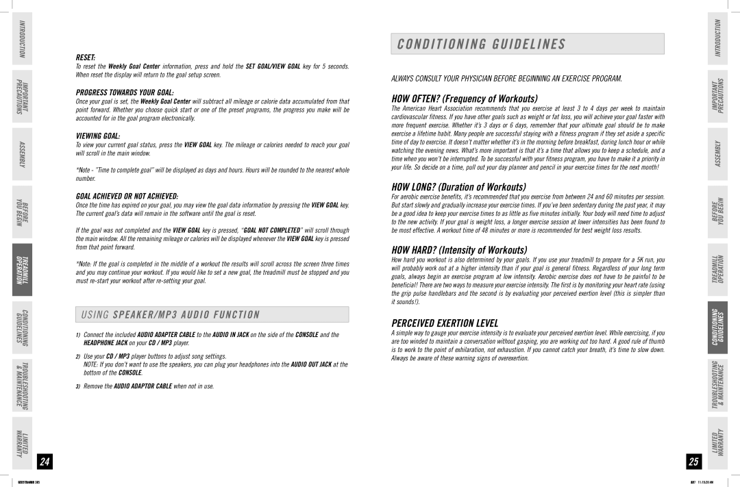 Horizon Fitness GS 1035T manual Conditioning Guidelines, Perceived Exertion Level 