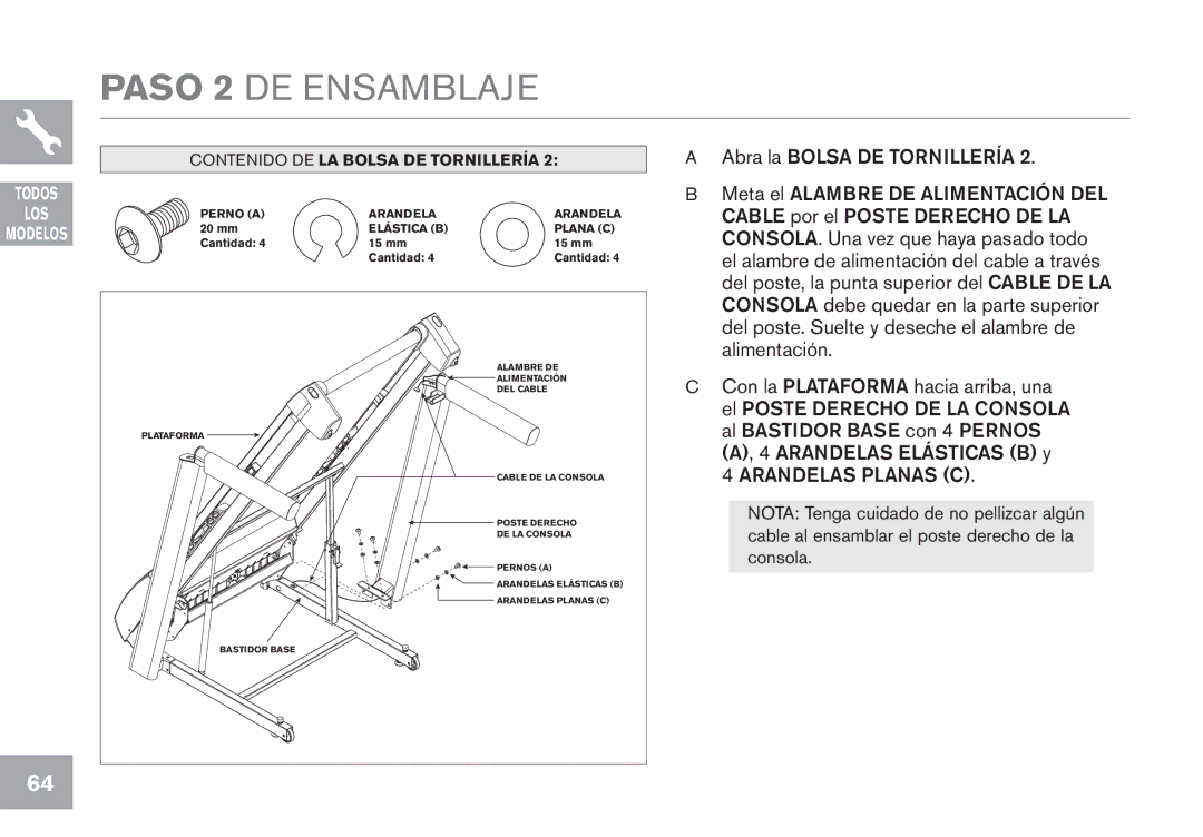 Horizon Fitness GS950T, CT7.1, T102, T103 owner manual Paso 2 DE Ensamblaje, Todos 