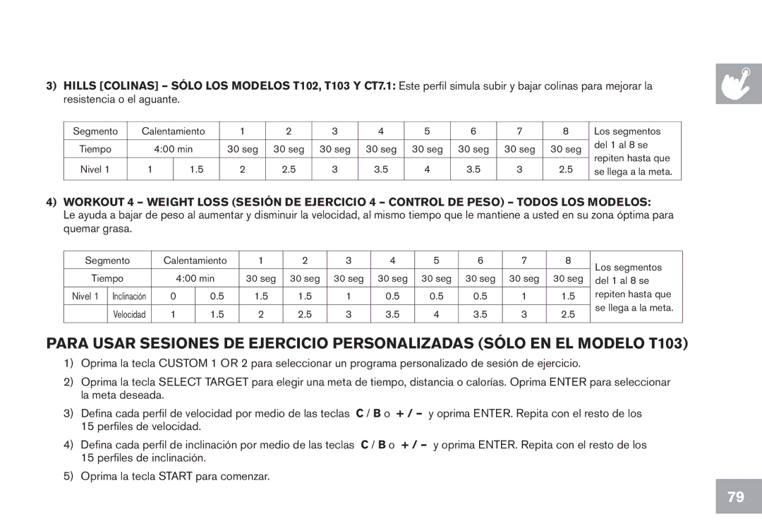 Horizon Fitness T103, GS950T, CT7.1, T102 owner manual Resistencia o el aguante 