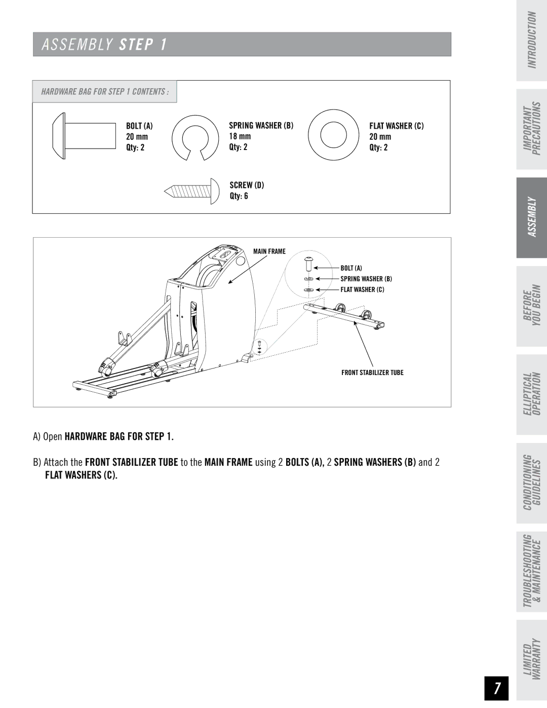 Horizon Fitness LS 625E manual S E M B LY Step 