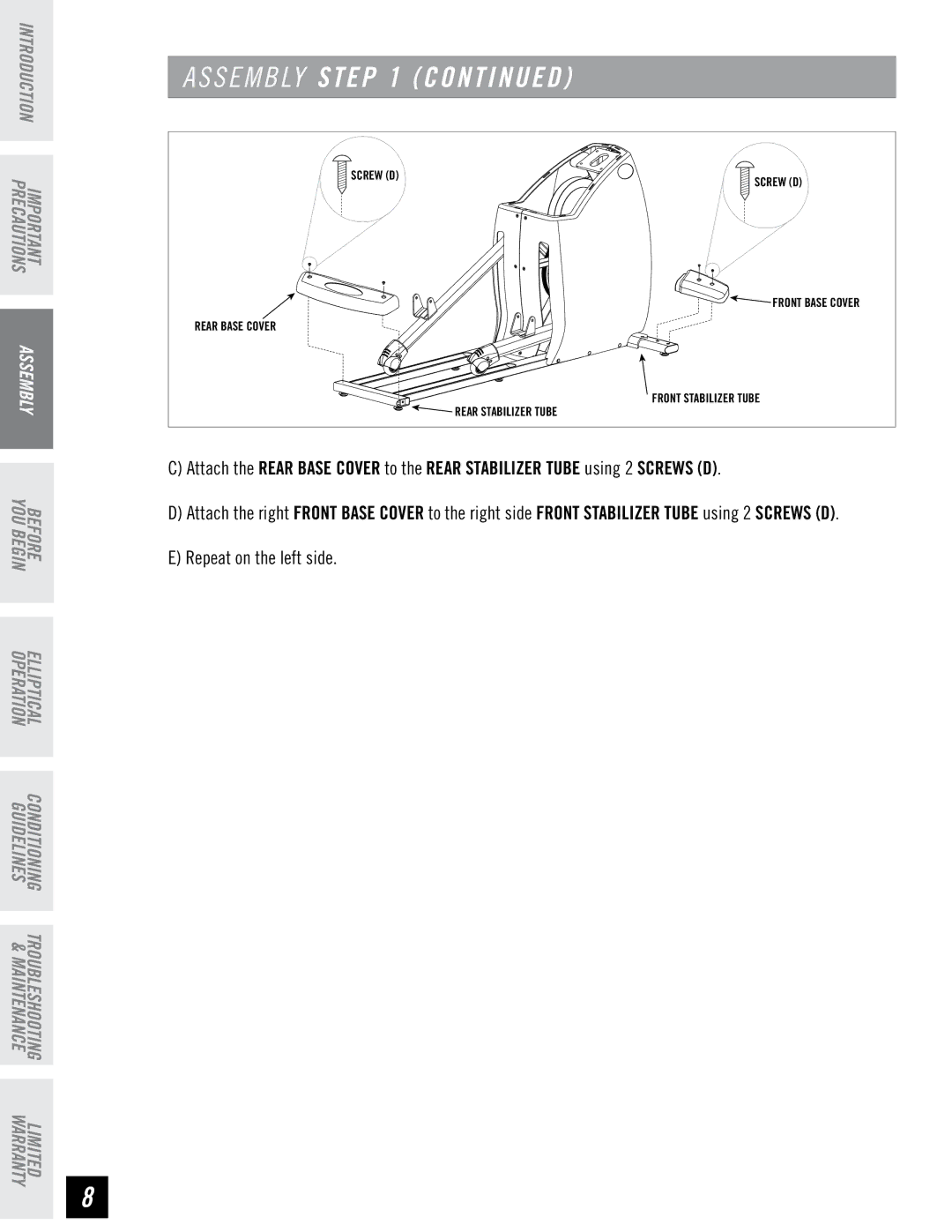 Horizon Fitness LS 625E manual S E M B LY Step 