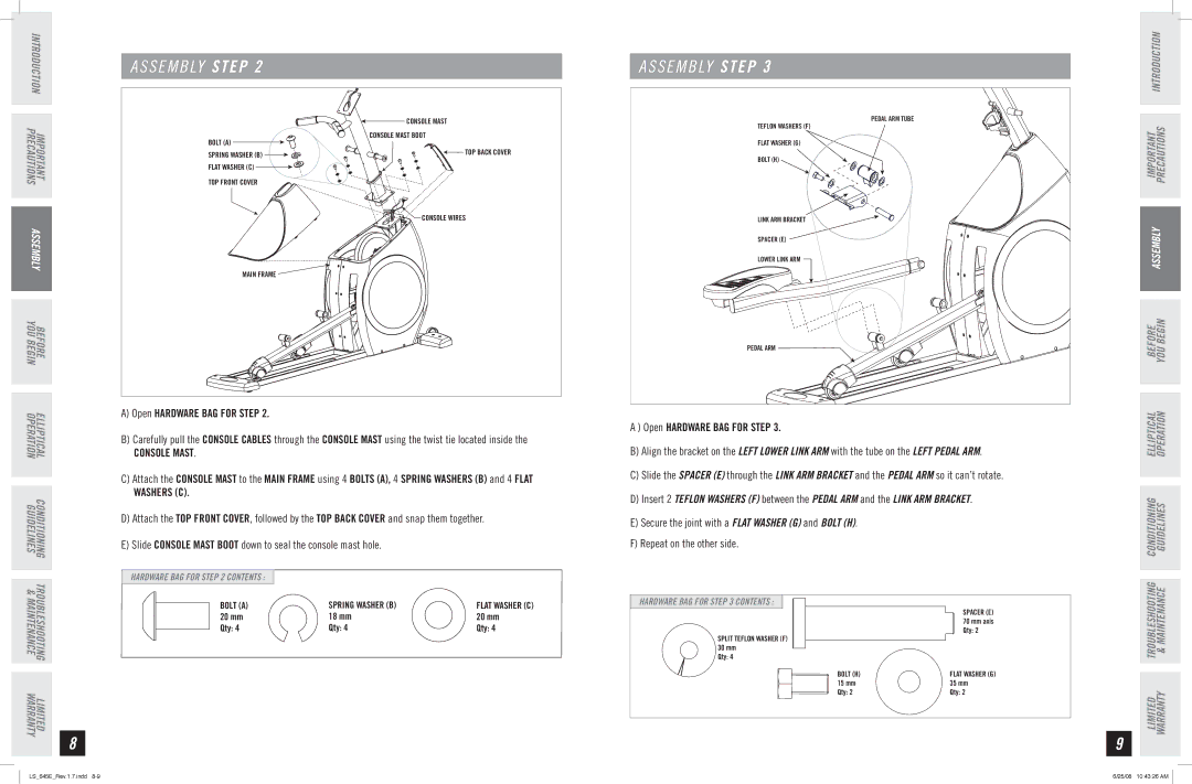 Horizon Fitness LS 645E manual Console Mast 