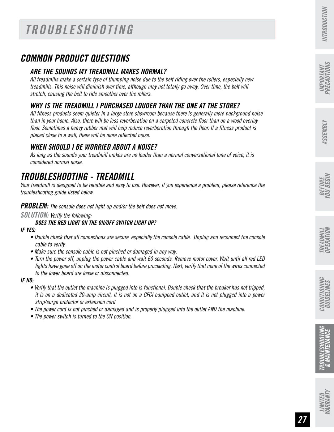 Horizon Fitness LS 925T Common Product Questions, Troubleshooting Treadmill, Are the Sounds MY Treadmill Makes NORMAL? 