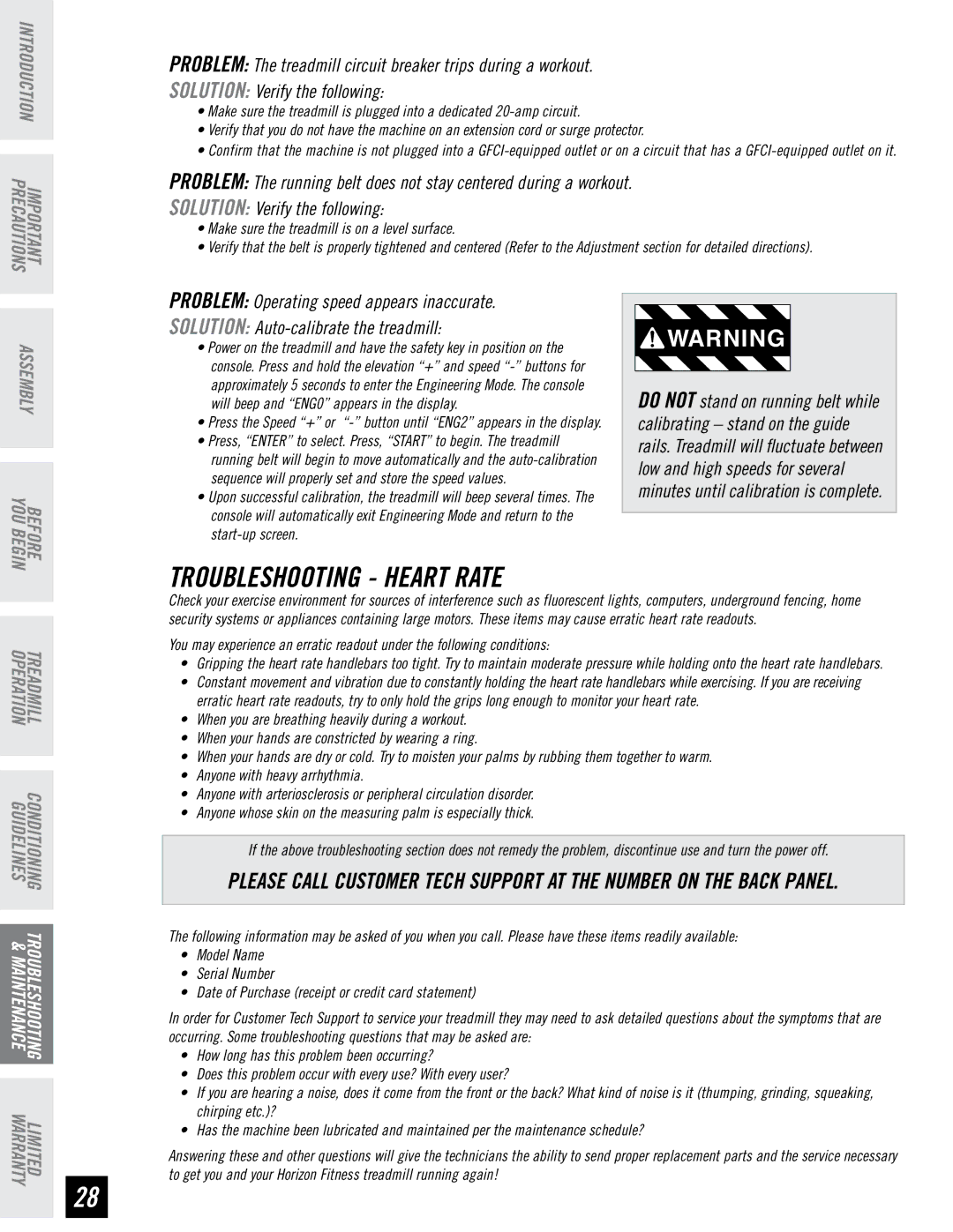 Horizon Fitness LS 925T manual Troubleshooting Heart Rate 