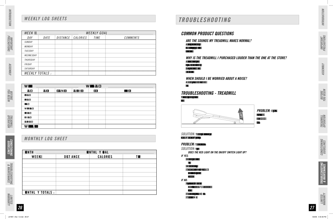 Horizon Fitness LS780T manual Common Product Questions, Troubleshooting Treadmill 