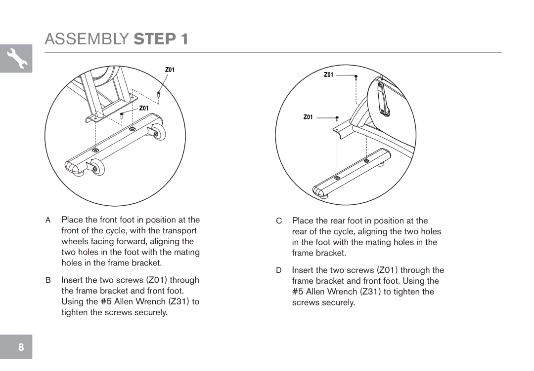 Horizon Fitness P8000 owner manual Assembly Step 