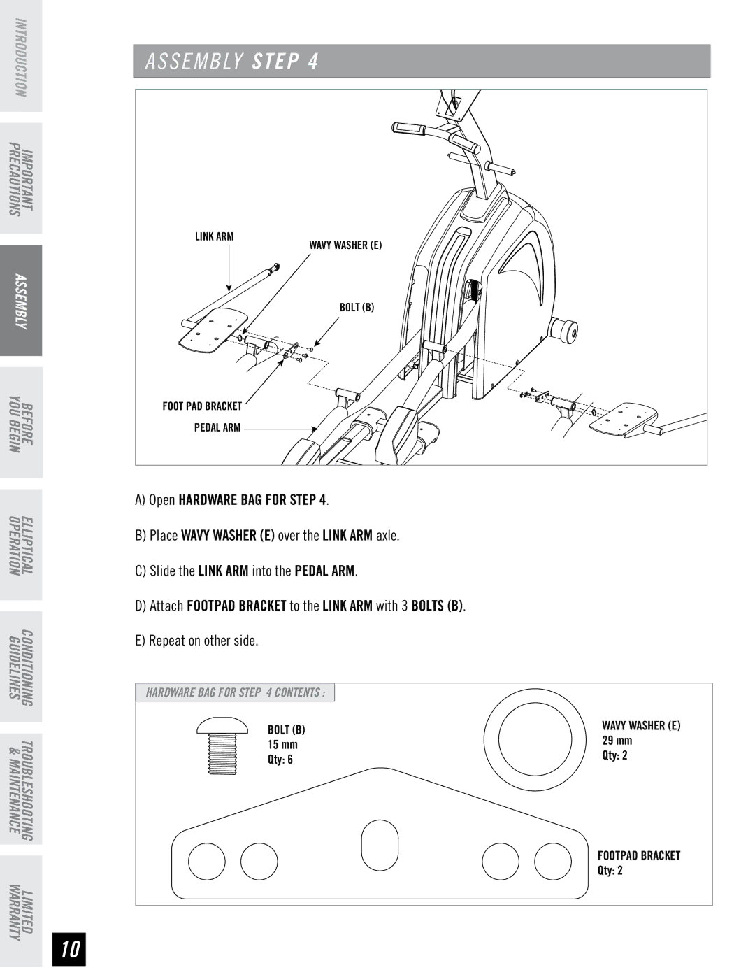 Horizon Fitness PSE7 manual S E M B LY Step 