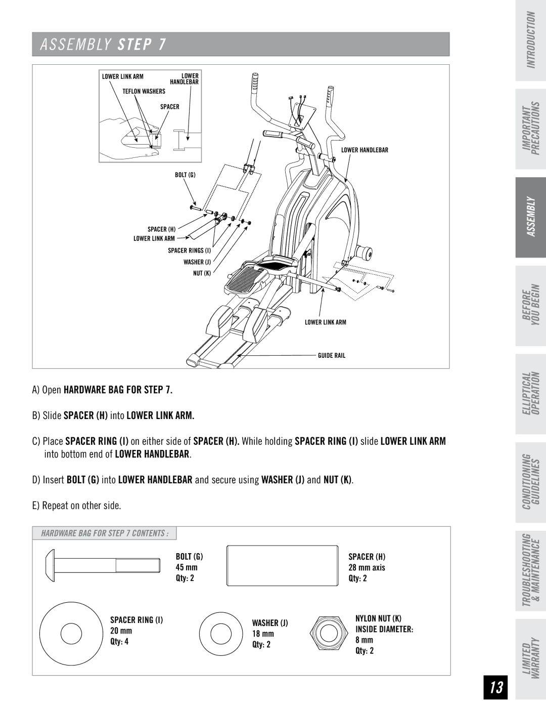 Horizon Fitness PSE7 manual Limited Troubleshooting Warranty & Maintenance 