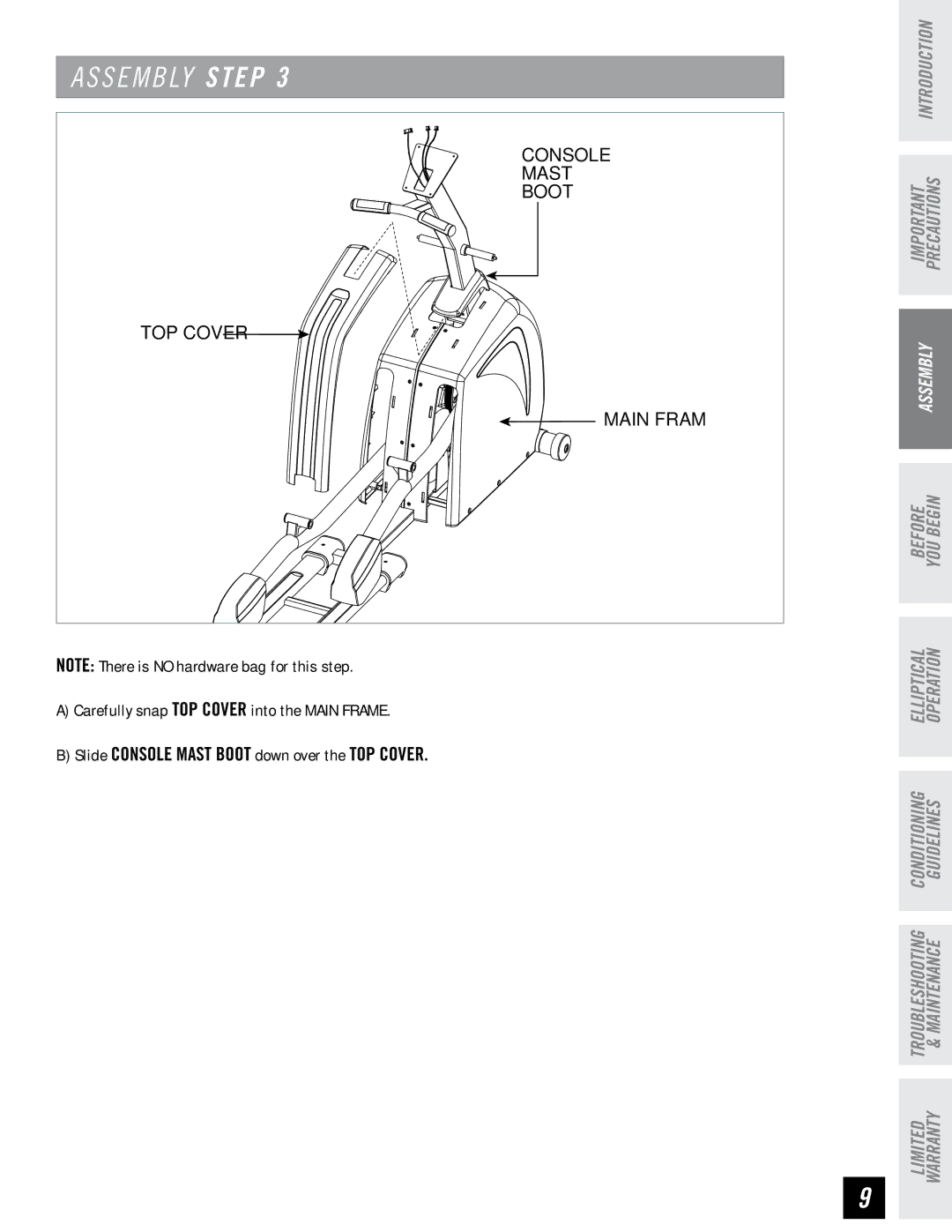 Horizon Fitness PSE7 manual S E M B LY Step 