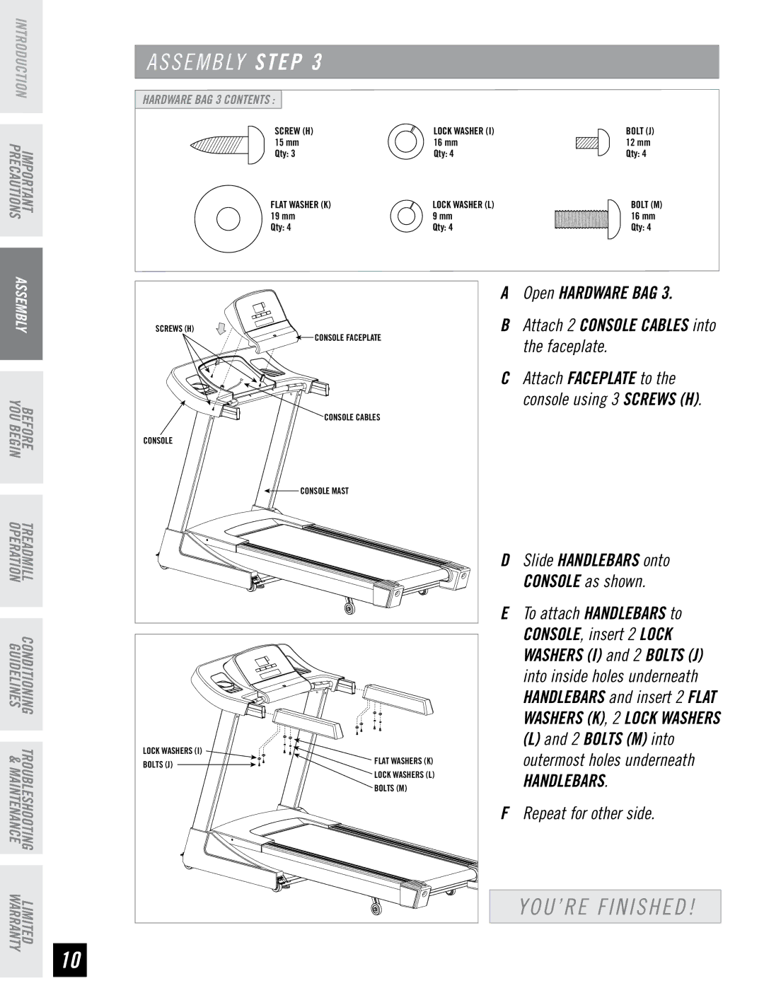 Horizon Fitness PST6, PST8 manual YOU’RE Finished 