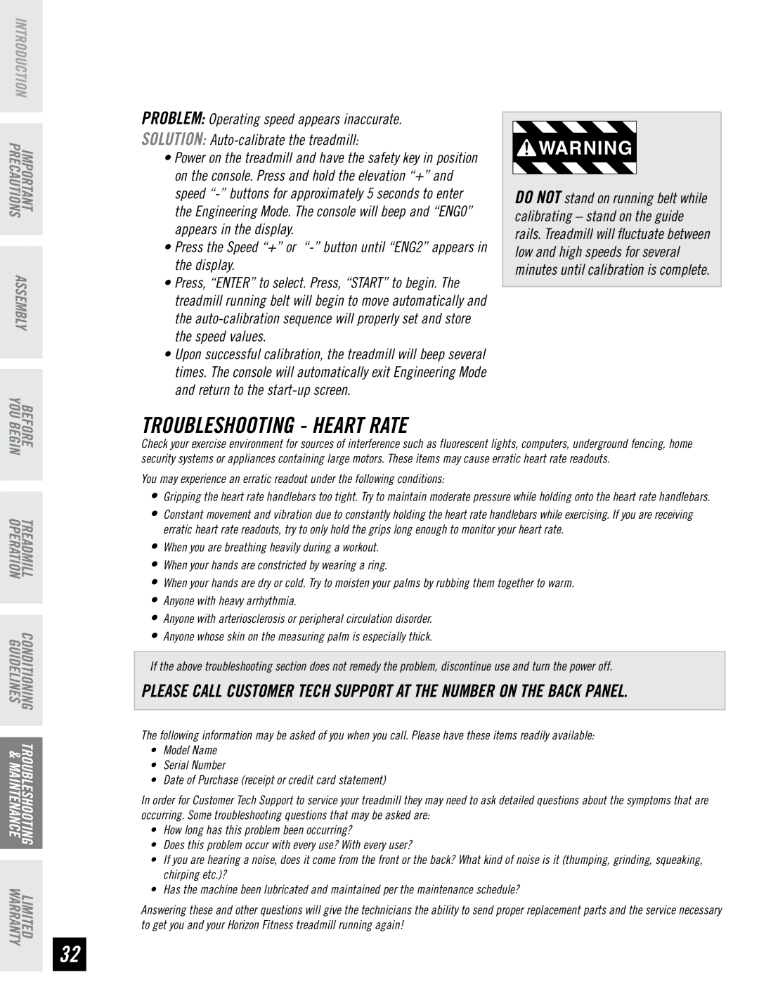 Horizon Fitness PST6, PST8 manual Troubleshooting Heart Rate 