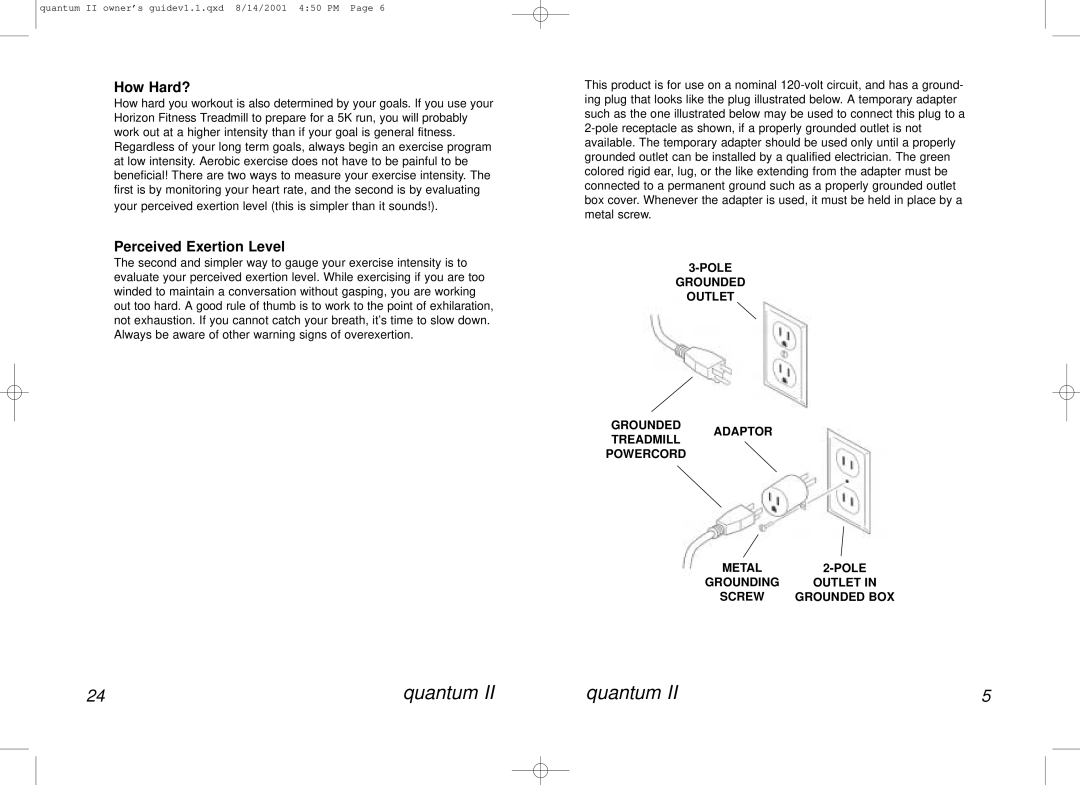 Horizon Fitness QUANTUM II manual How Hard?, Perceived Exertion Level 