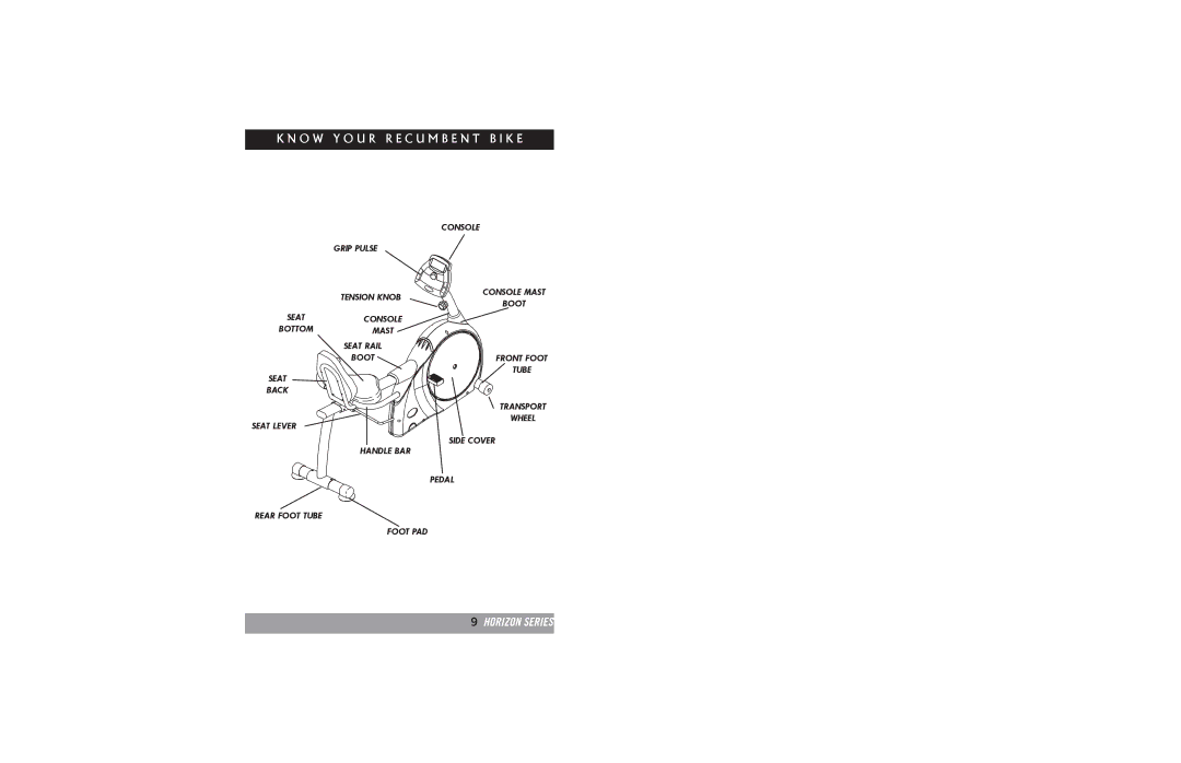 Horizon Fitness R30, R20 manual O W Y O U R R E C U M B E N T B I K E 