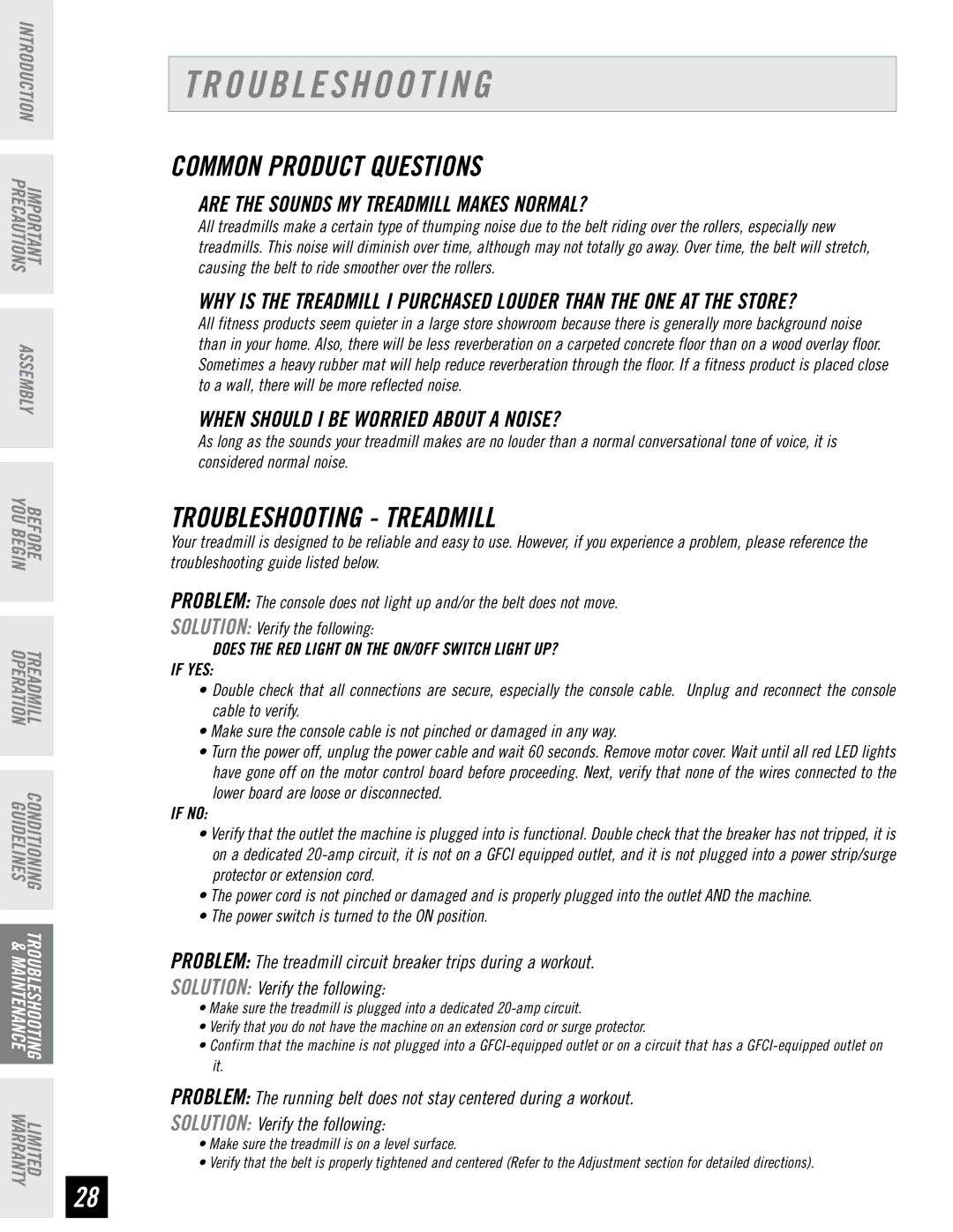 Horizon Fitness RCT7.6 Common Product Questions, Troubleshooting Treadmill, Are the Sounds MY Treadmill Makes NORMAL? 