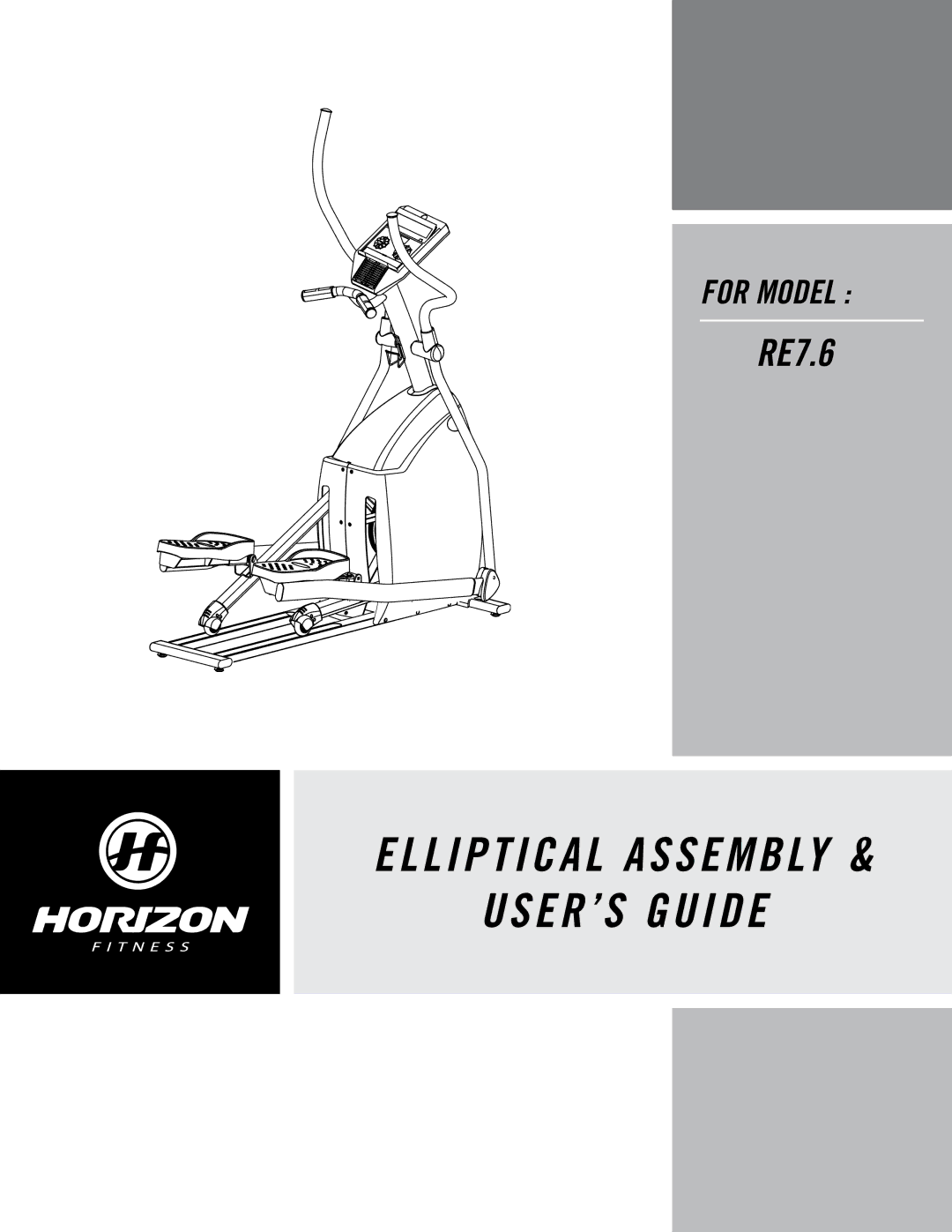 Horizon Fitness RE7.6 manual Elliptical Assembly USER’S Guide 