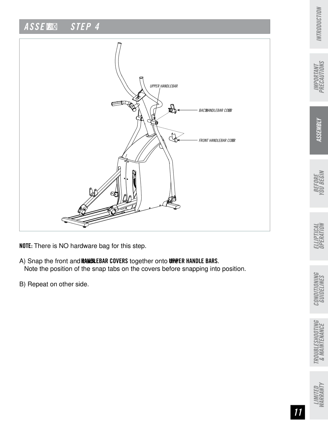 Horizon Fitness RE7.6 manual Repeat on other side 