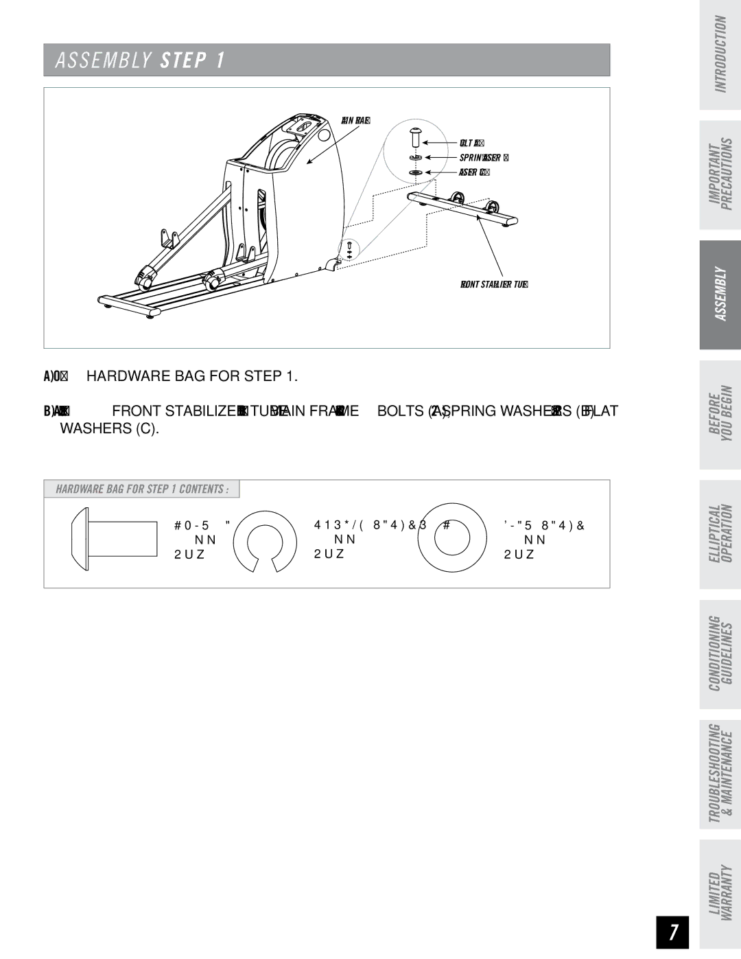 Horizon Fitness RE7.6 manual S E M B LY Step 