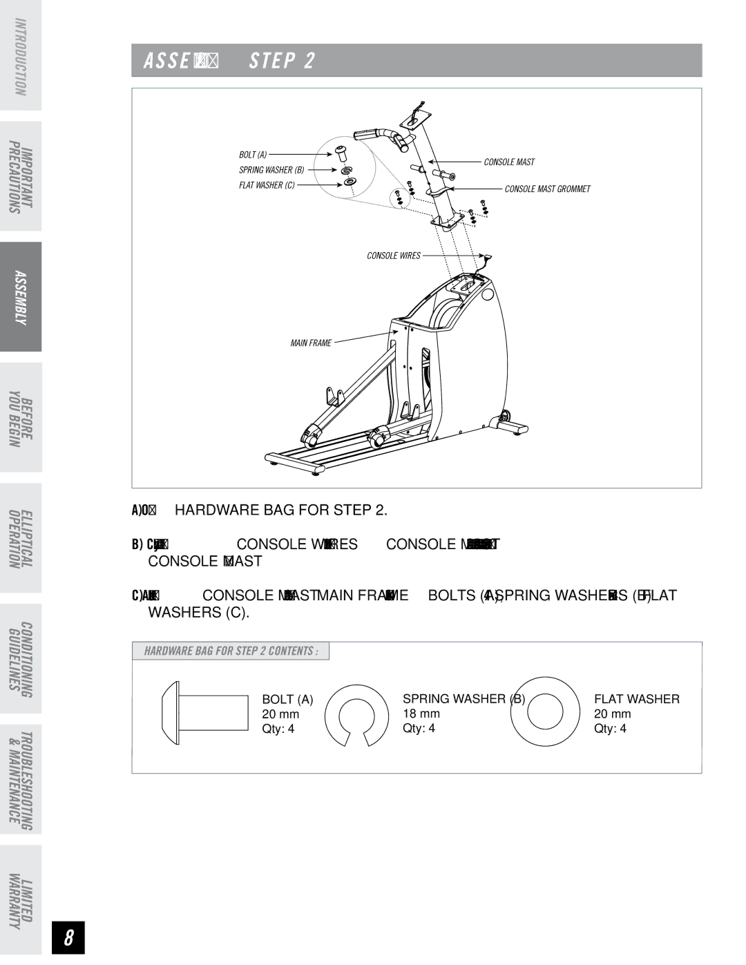 Horizon Fitness RE7.6 manual S E M B LY Step 