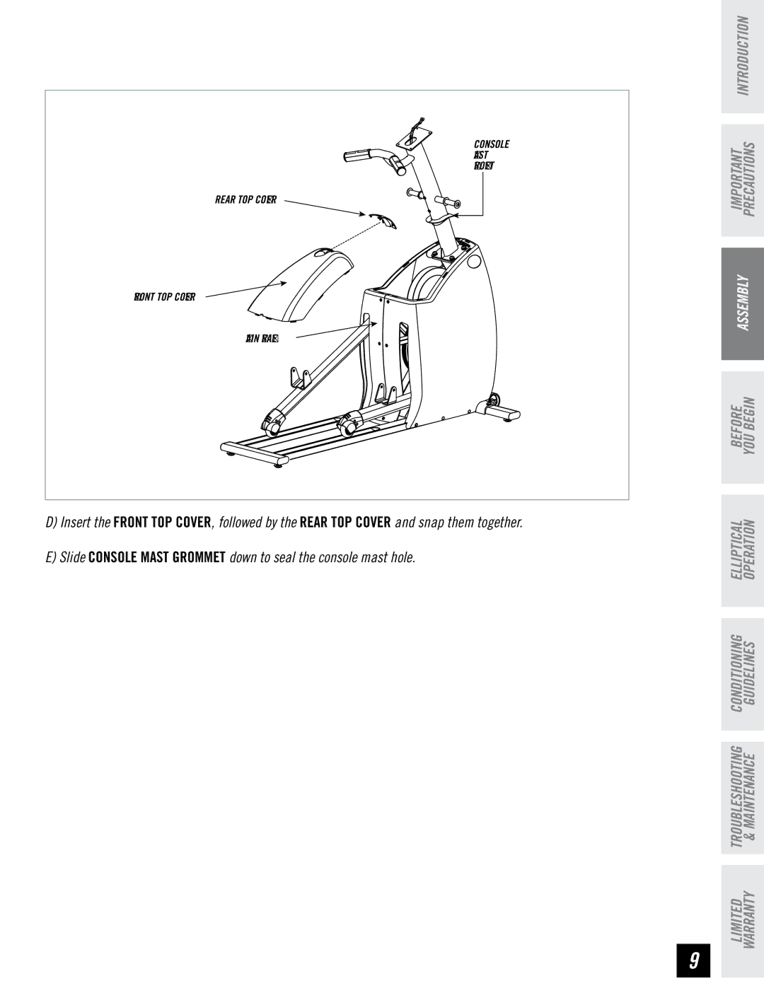 Horizon Fitness RE7.6 manual Mast 