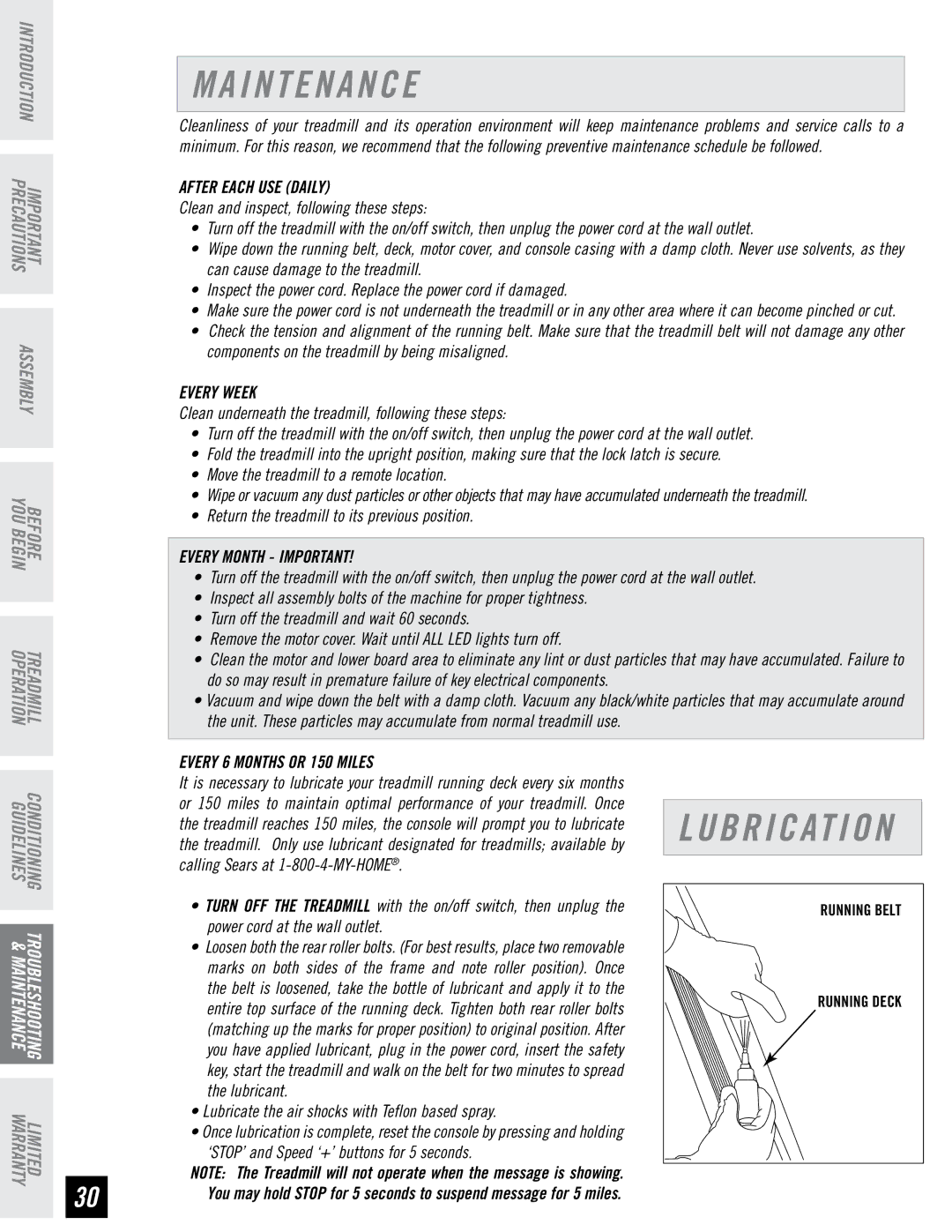 Horizon Fitness RST5.6 manual I N T E N a N C E, After Each USE Daily 