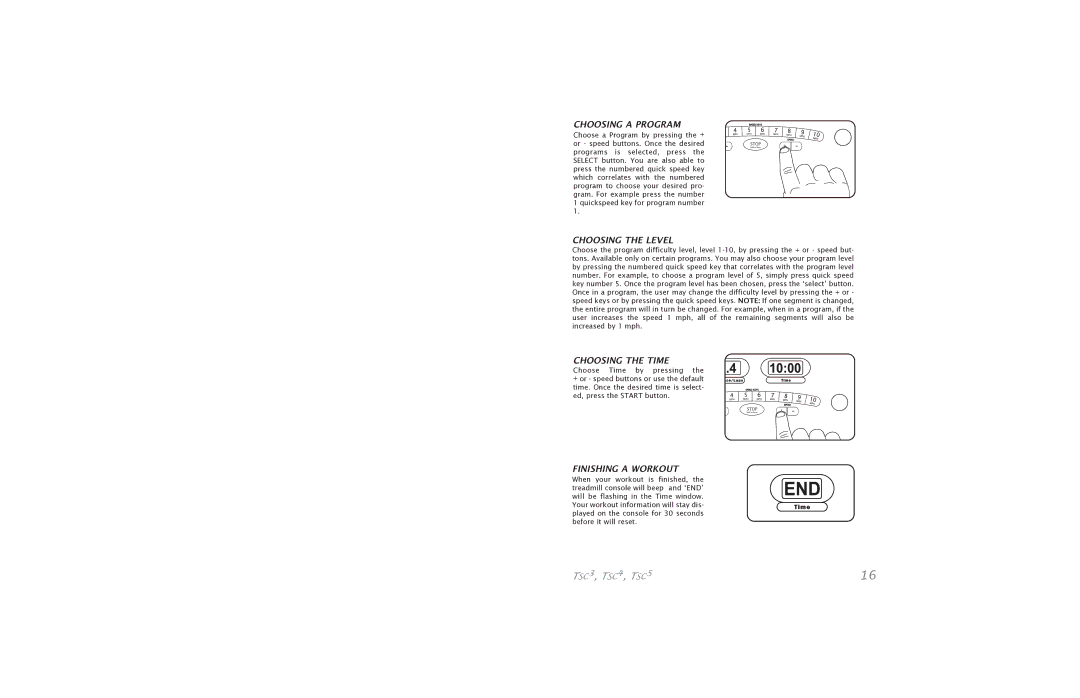 Horizon Fitness S.Class Series5 manual Choosing a Program, Choosing the Level 