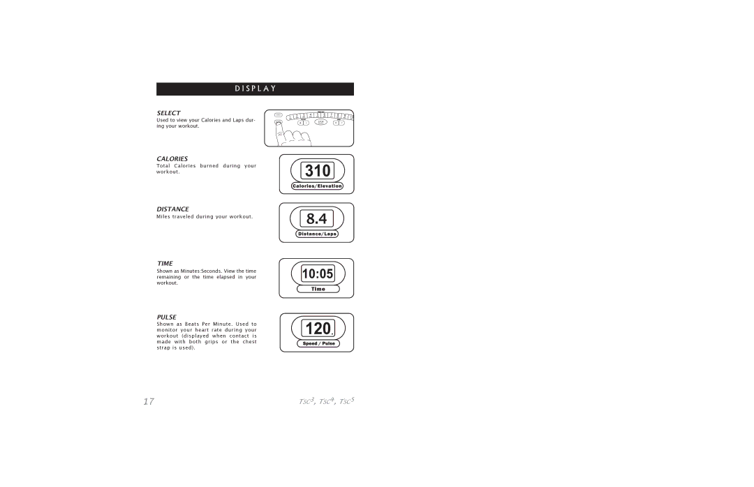 Horizon Fitness S.Class Series5 manual S P L a Y, Pulse 