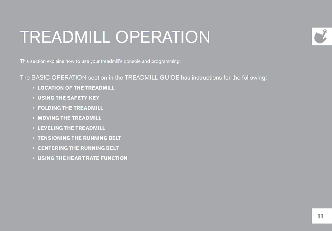 Horizon Fitness T101 owner manual Treadmill Operation 