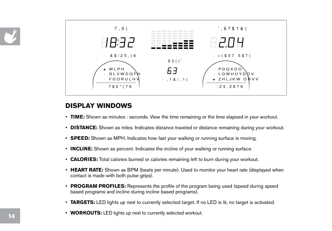 Horizon Fitness T101 owner manual Display windows 