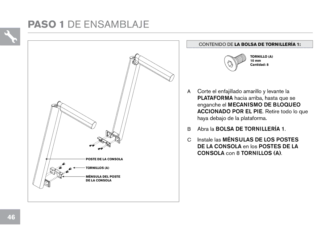 Horizon Fitness T101 owner manual Paso 1 DE Ensamblaje 