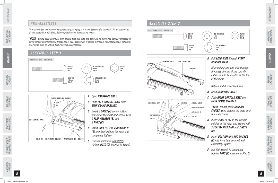 Horizon Fitness T1200 manual Main Frame Bracket 