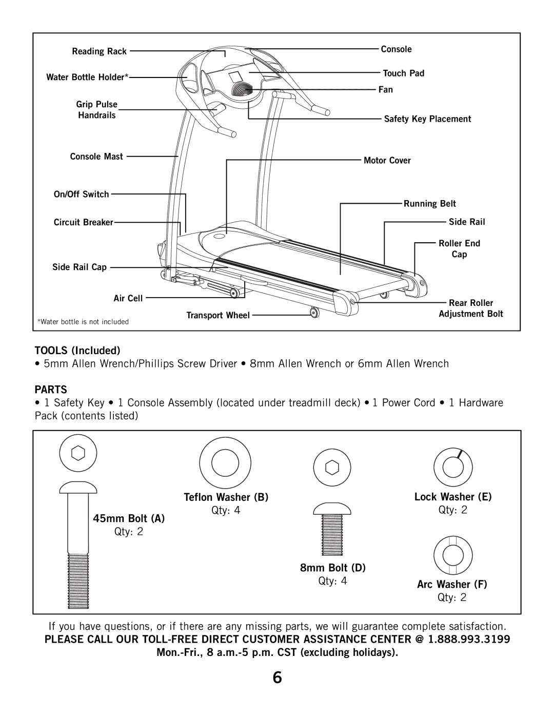 Horizon Fitness T52, T53, T51 manual Parts 