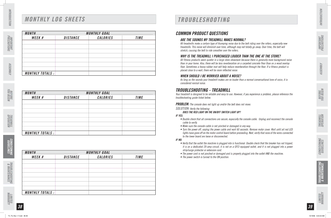 Horizon Fitness T6, T4 manual Common Product Questions, Troubleshooting Treadmill 