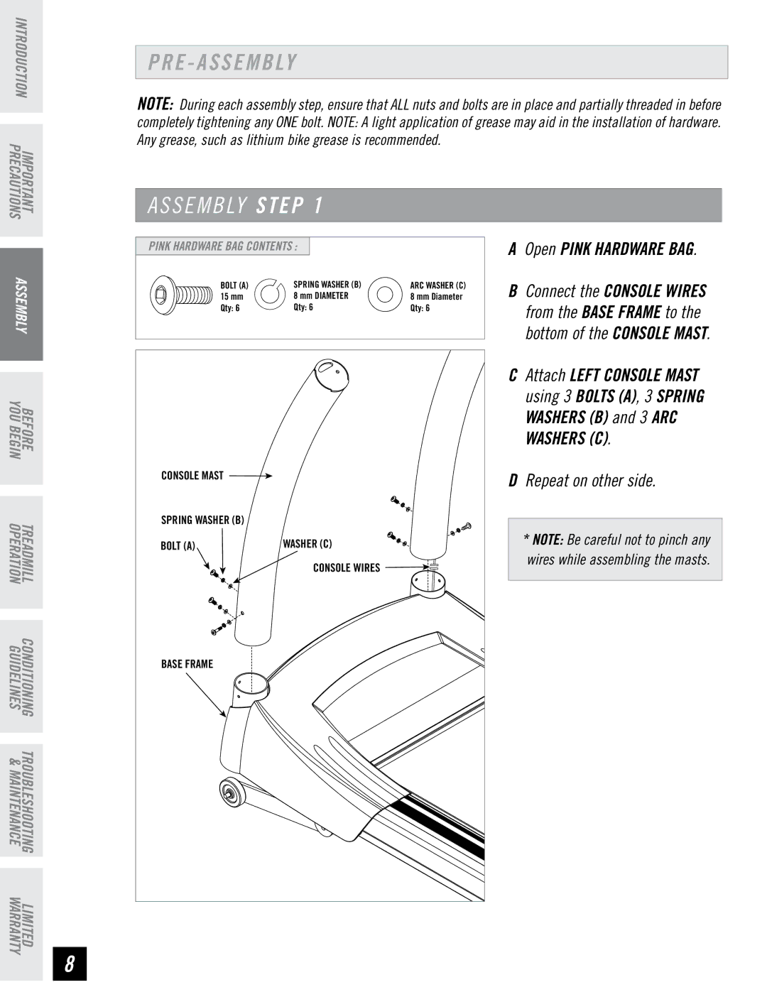 Horizon Fitness T6, T4 manual E a S S E M B LY, Repeat on other side 