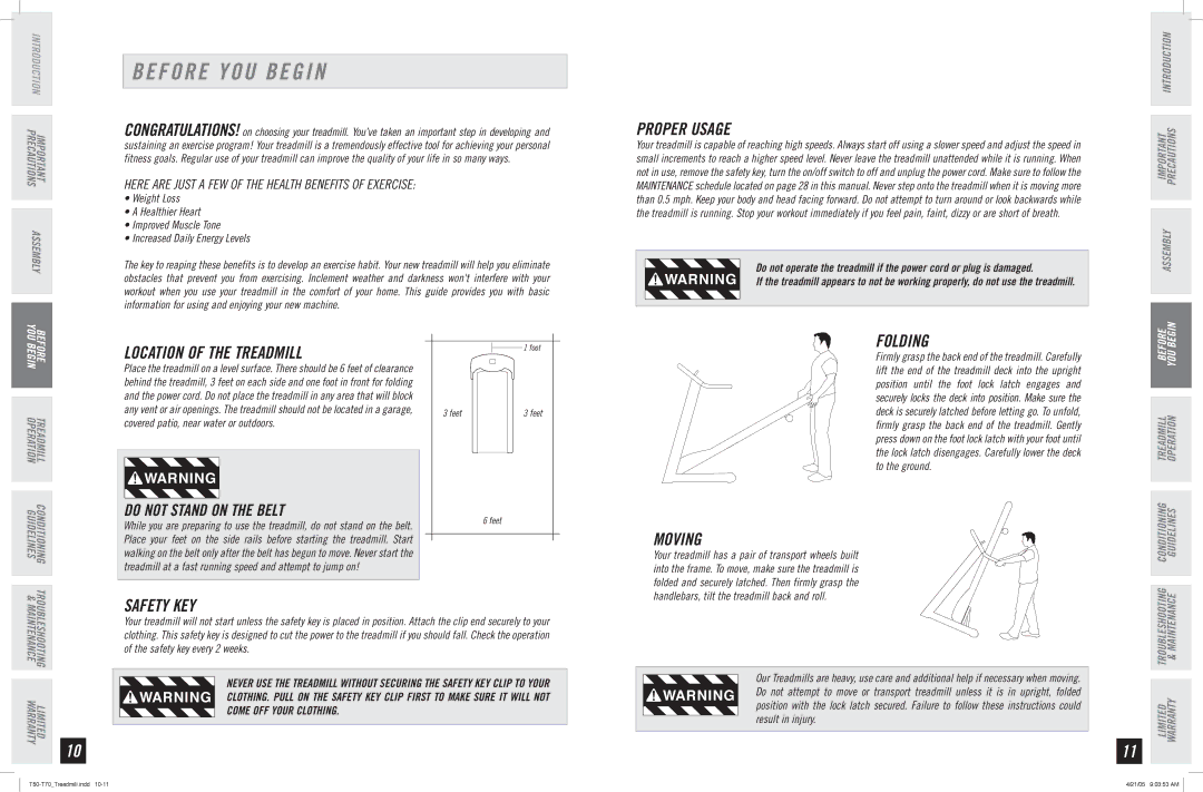 Horizon Fitness T70, T50 manual Before YOU Begin 