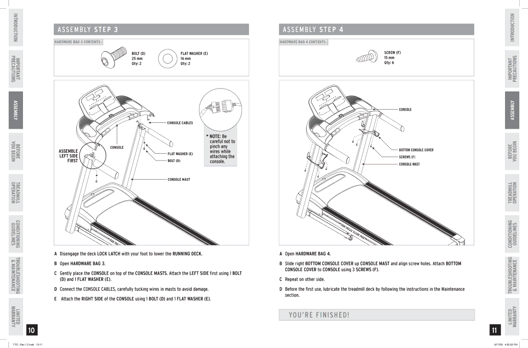 Horizon Fitness T701 owner manual YOU’RE Finished 