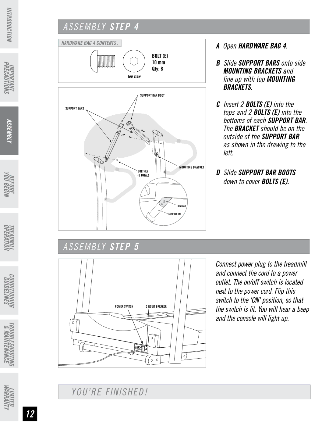 Horizon Fitness T71 T72 manual Assembly Step 