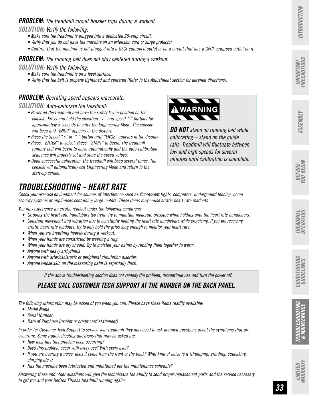 Horizon Fitness T71 T72 manual Troubleshooting Heart Rate 