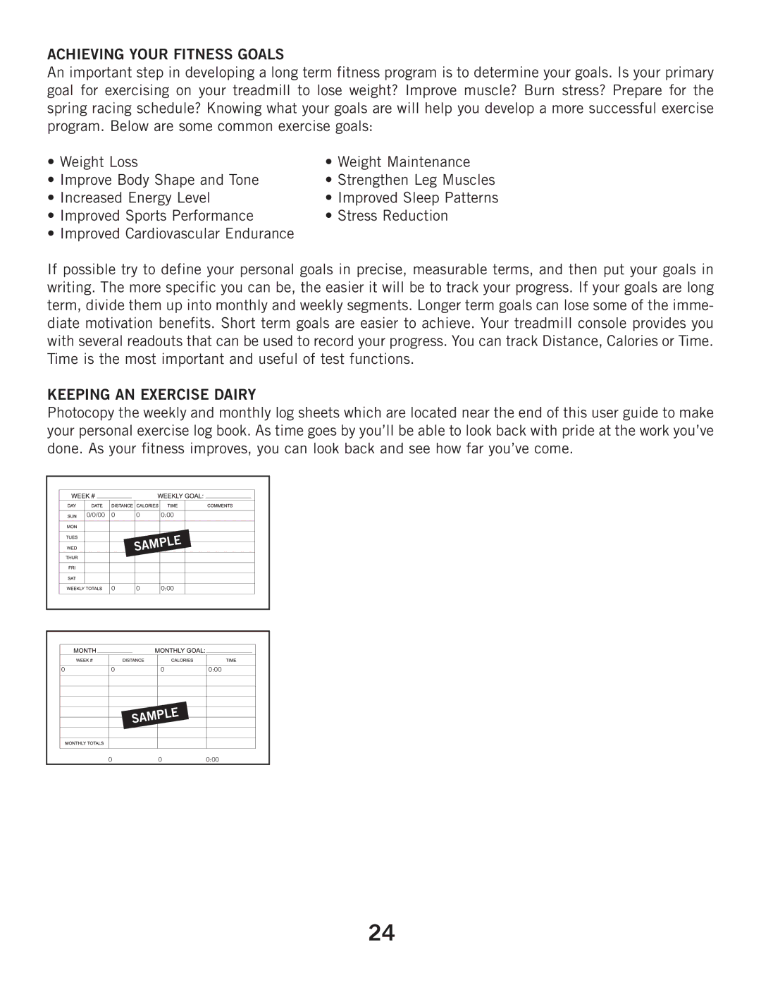 Horizon Fitness T805, T605 manual Achieving Your Fitness Goals, Keeping AN Exercise Dairy 