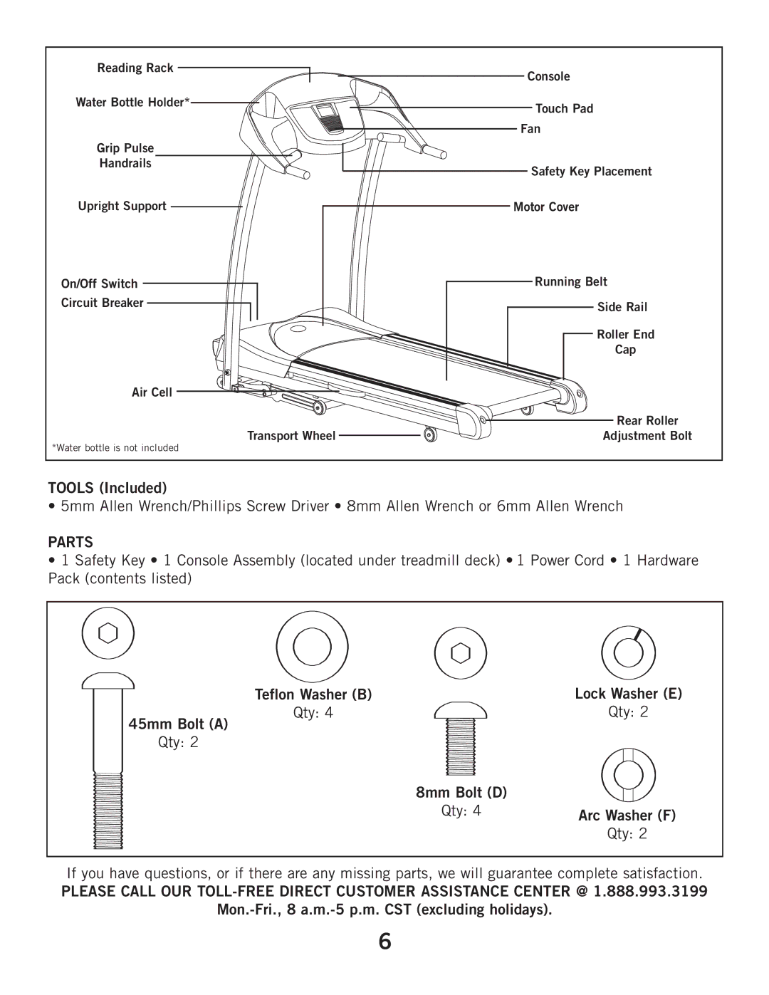 Horizon Fitness T805, T605 manual Parts 