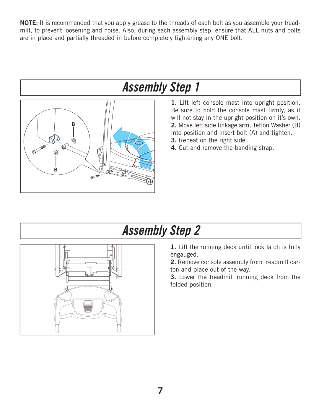 Horizon Fitness T605, T805 manual Assembly Step 