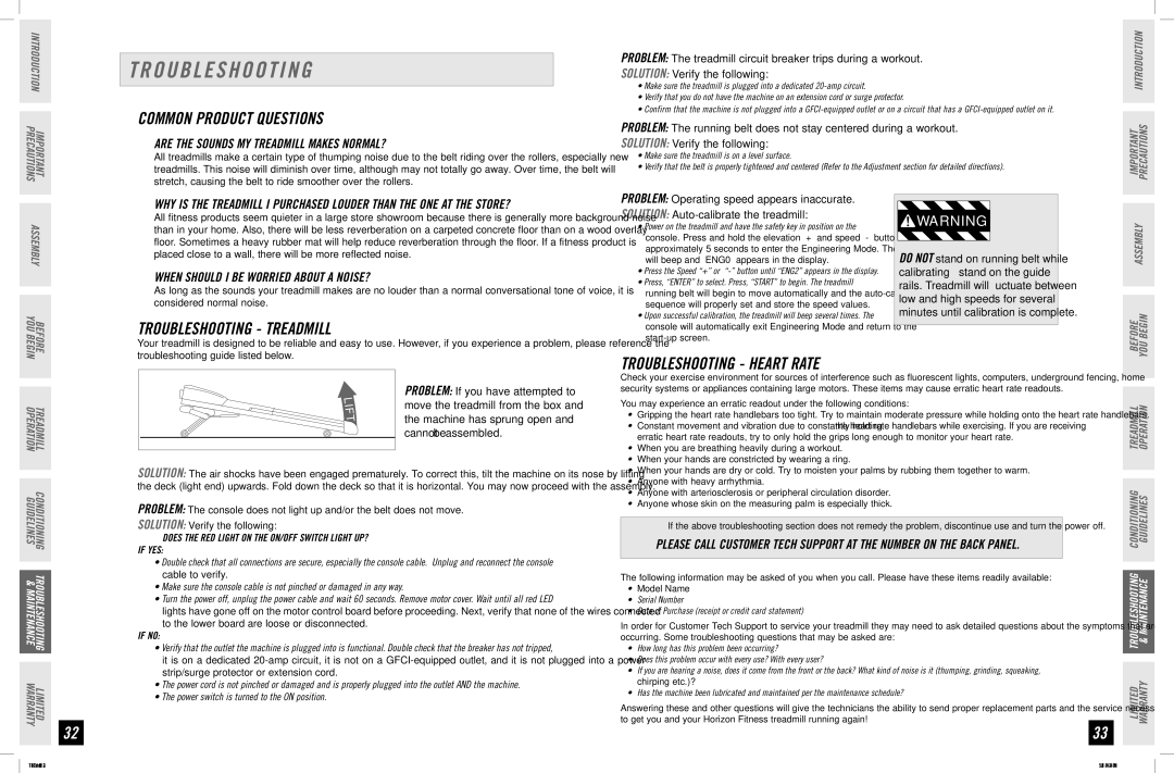 Horizon Fitness T81 manual Common Product Questions, Troubleshooting Treadmill, Troubleshooting Heart Rate 