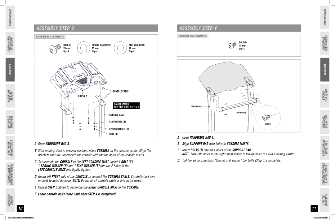 Horizon Fitness T81 manual Do not Attach This Side Until -D 