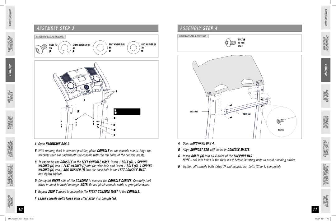 Horizon Fitness T84 manual Do not Attach 