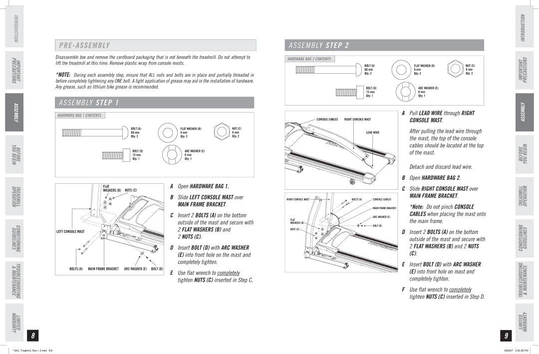 Horizon Fitness T900 manual Main Frame Bracket 