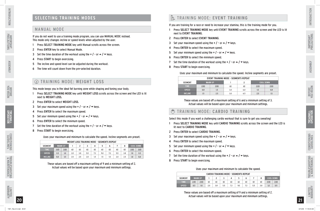 Horizon Fitness T901 Selecting Training Modes, Press Enter to select event training, Press Enter to select Cardio Training 